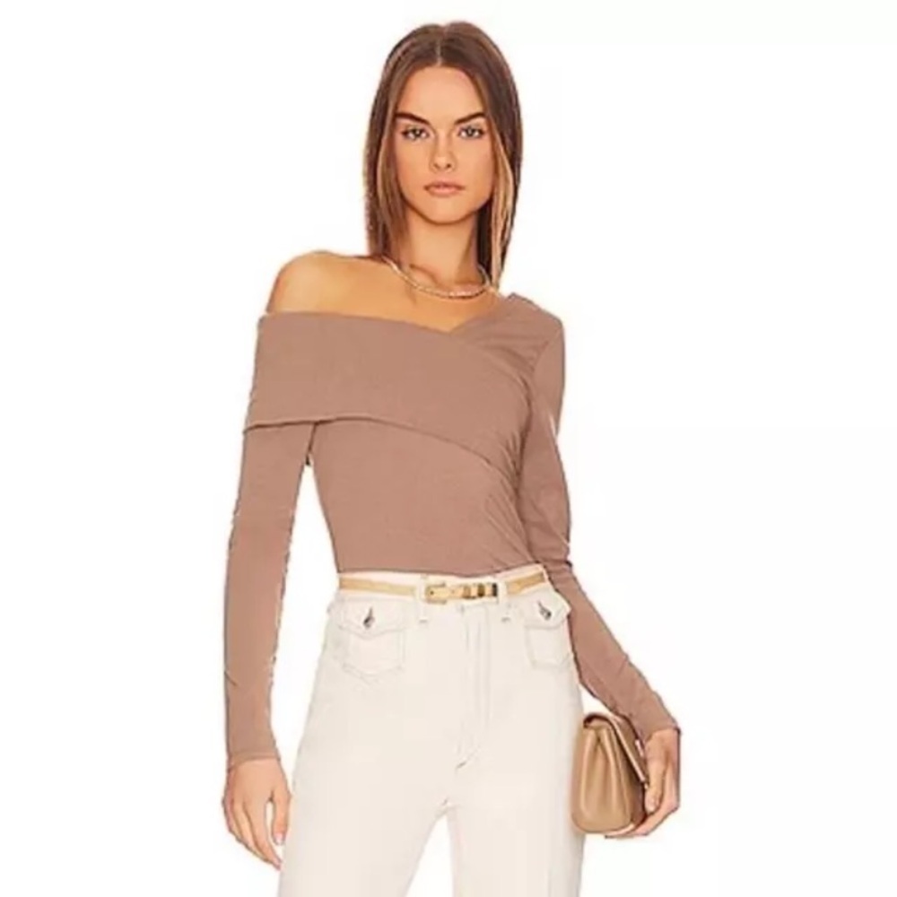 NWT Bobi Revolve Size Large Asymmetric Wrap Stretchy Top in Java Brown